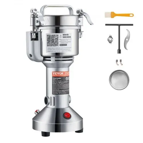 VEVOR elektrische Getreidemühle, Hochgeschwindigkeits-Gewürzmühle mit 850 W, Pulverisiermaschine aus Edelstahl, für trockene Körner Gewürze Müsli Kaffee Mais Pfeffer 163 x 135 x 345 mm – Bild 8
