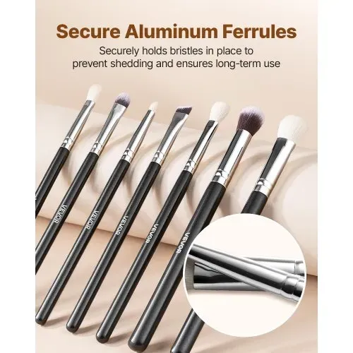 VEVOR Pinselset Makeup, 15-teiliges professionelles Schminkpinsel Set für Grundierung, Lidschatten, mit weichen synthetischen Borsten, ergonomischem Holzgriff, Aluminiumzwinge, für Gesicht, Augen – Bild 3