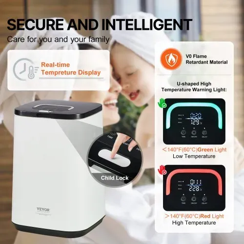 VEVOR 20L großer Handtuchwärmer-Eimer, Handtuchwärmer mit LED-Bildschirm und U-förmiger Kontrollleuchte, intelligenter Handtuchwärmer mit einstellbarem Timer für Badezimmer, Bademantel, Decke und Pyjama, automatische Abschaltung, weiß – Bild 5