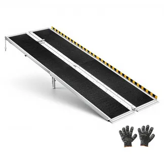 VEVOR Rollstuhlrampe Faltbar 2440x745mm, 362,9kg Belastbare Schwellenrampe mit Rutschfester Oberfläche & 170-400mm Verstellbaren Stützfüßen, Tragbare Auffahrrampe für Rollstuhl Türschwelle Bordsteine VEVOR Rollstuhlrampe Faltbar 2440x745mm, 362,9kg Belastbare Schwellenrampe mit Rutschfester Oberfläche & 170-400mm Verstellbaren Stützfüßen, Tragbare Auffahrrampe für Rollstuhl Türschwelle Bordsteine