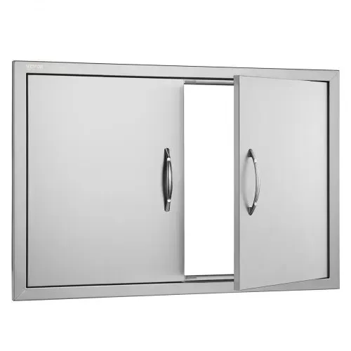 VEVOR Grill-Zugangstür, 838 x 558 x 46 mm, Doppelte Außenküchentür, Flächenbündig Montierte Edelstahltür, Vertikale Wandtür mit Griffen, für Grillinsel, Grillstation, Außenschrank usw. – Bild 8
