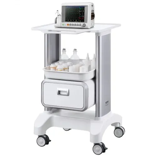 VEVOR Laborwagen mit 2 Ebenen, Laborwagen mit 1 Schublade und 1 oberem Tablett, mobiler medizinischer Wagen aus ABS-Material, Laborrollwagen mit 4 leisen Rädern für Labor, Klinik, Krankenhaus, Salon, weiß – Bild 9