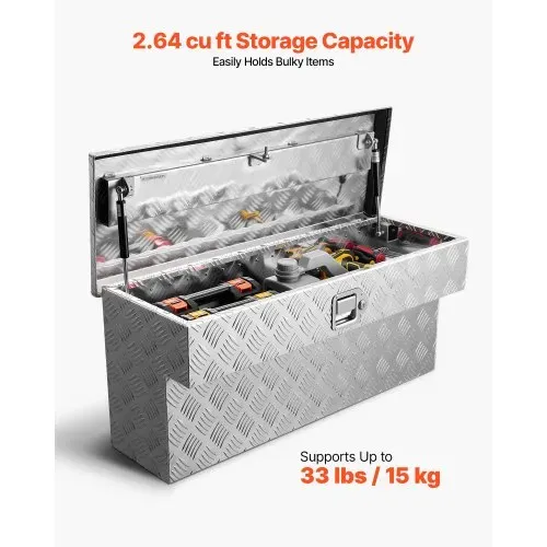 VEVOR Werkzeugkasten für Ladefläche, Aluminium-Staukasten mit Profilmuster, Aufbewahrung-Organizer mit Schloss & Schlüssel, ideal für Lkw, Pickup, Wohnmobil, Anhänger, 864x305x390 mm – Bild 3