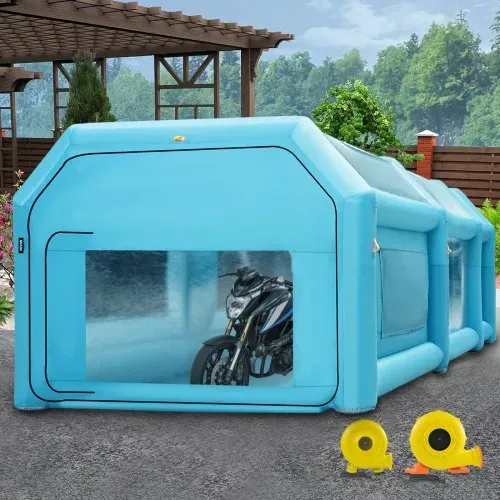 VEVOR Aufblasbare Sprühkabine Zelt 6x3x2,5m Aufblasbare Lackierkabine Zelt 210D Oxford-Gewebe PVC Autozelt mit 2 abnehmbaren Türen Gebläse inkl. Ideal für Autolackierung und Reparatur von Motorrädern – Bild 7