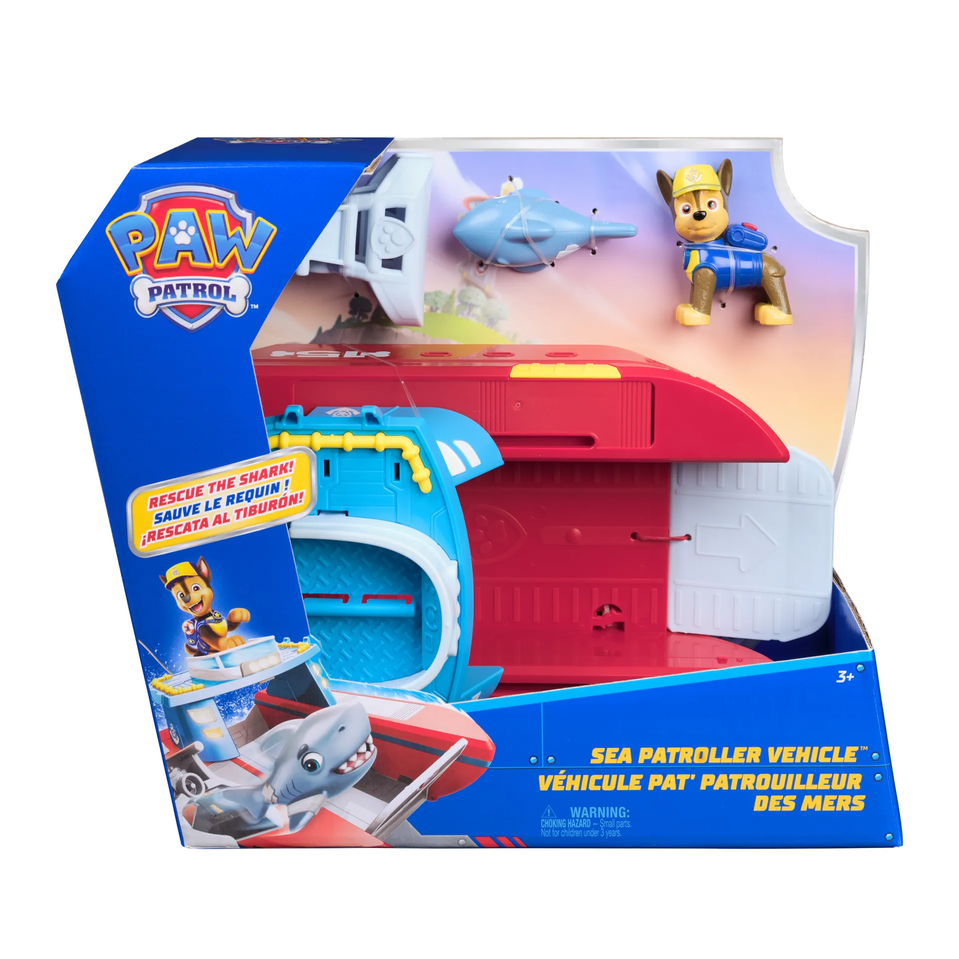 PAW Patrol - Sea Patroller Rettungsboot mit Chase Figur und Hai – Bild 7