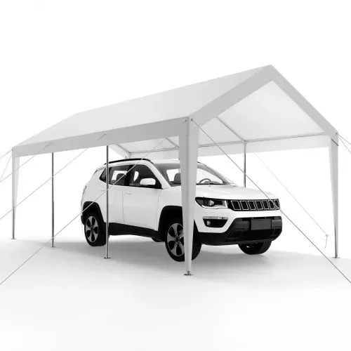 VEVOR Carport, 3,05x6,09x2,87 m Autoüberdachung, Zeltgarage, Garagenzelt, verzinkter Autounterstand, UV-beständig, Ganzjahresschutz, Lagerschuppen für Auto, Boot, Motorrad, Weiß – Bild 8