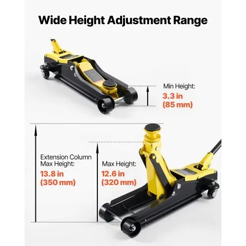 VEVOR Hydraulischer Rangierwagenheber 2,5 t Tragkraft, Flacher Wagenheber aus Stahl mit Einkolben-Schnellhubpumpe & SUV-Adaptern, Autoheber für Limousinen, 85–320 mm Hubbereich, Rennwagenheber – Bild 2