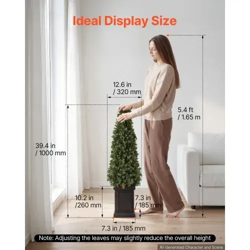 VEVOR Künstliche Pflanze 2 Stk. Künstlicher Buchsbaum mit PP-Topf 1000mm, Dekopflanze für Wohnzimmer Balkon Büro Veranda Garten Terrase, UV-Beständig, Kunstbaum aus PE, Naturgetreu, Indoor & Outdoor – Bild 2
