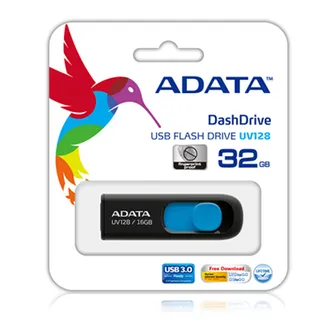 ADATA DashDrive UV128 128GB USB-Stick USB Typ-A 3.2 Gen 1 (3.1 Gen 1) Schwarz, Blau ADATA DashDrive UV128 128GB USB-Stick USB Typ-A 3.2 Gen 1 (3.1 Gen 1) Schwarz, Blau