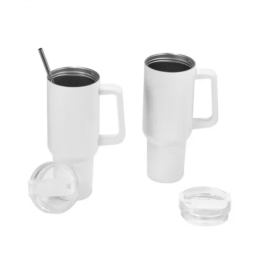 VEVOR Sublimationsbecher 8 Stk. (1183 mL), Sublimationstumblers aus Edelstahl mit Deckeln & Strohhalm & Griff, Doppelwandige Isolierte Sublimationsrohlinge für Individuelle DIY-Gestaltung Geschenke – Bild 9
