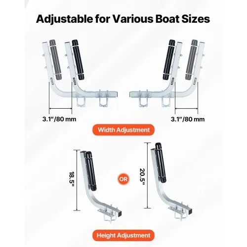 VEVOR Bootsanhängerführung 47 cm / 52 cm (Installationshöhe) mit Rollenführung, 0-8 cm Einstellbare Anhängerführung aus Verstärktem Hochbelastbarem Stahl, für Boote (V-Rumpf/Klein/Mittelgroß) – Bild 2