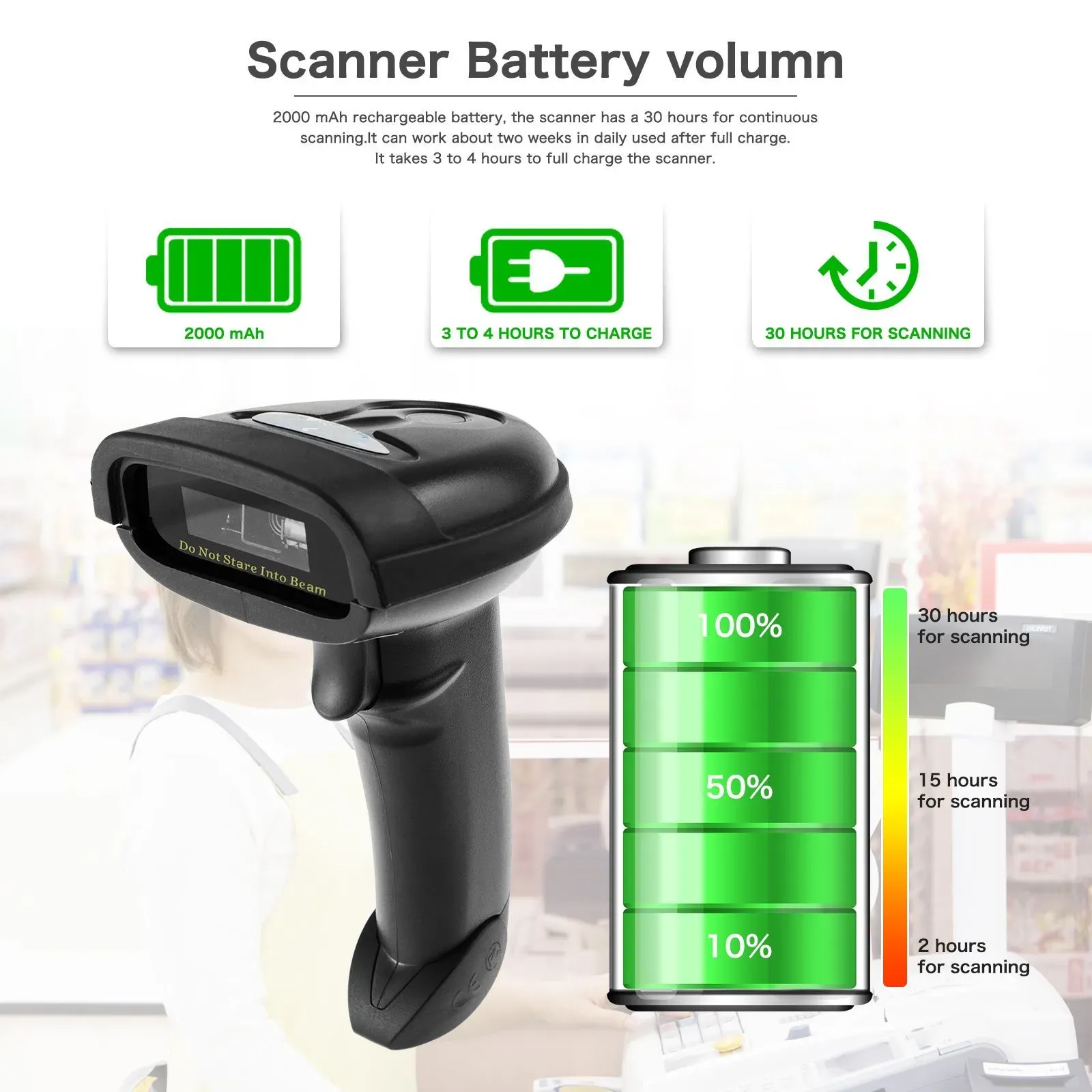 ALLNET Barcodescanner ALL-SC1228B, 2D wireless / kabellos , inkl. wireless 2.4G Dongle – Bild 2