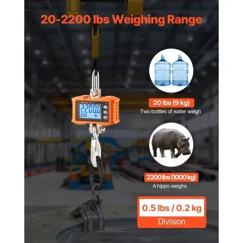 VEVOR Industrielle Hängewaage, 1000 kg, robuste digitale Kranwaage mit Fernbedienung, Lastenwaage, Gehäuse aus Aluminiumguss, hochpräzises LCD-Display für Bau, Fabrik, Bauernhof, Jagd, Orange VEVOR Industrielle Hängewaage, 1000 kg, robuste digitale Kranwaage mit Fernbedienung, Lastenwaage, Gehäuse aus Aluminiumguss, hochpräzises LCD-Display für Bau, Fabrik, Bauernhof, Jagd, Orange