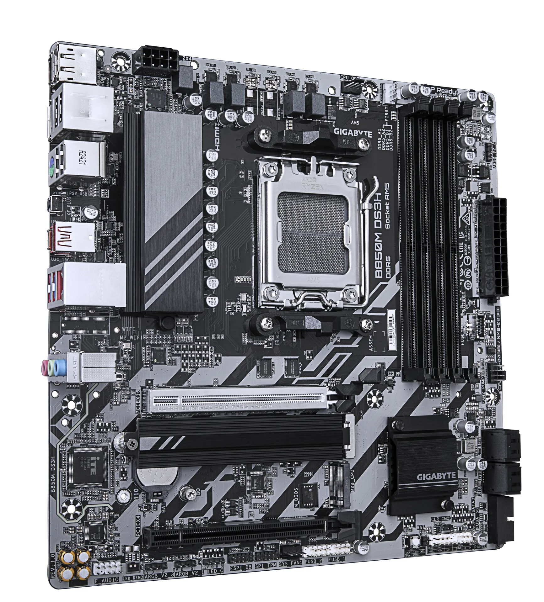 GIGABYTE B850M DS3H Motherboard - AMD Ryzen 9000 Series CPUs, 16+2+2 Phasen Digital VRM, bis zu 8200MHz DDR5 (OC), 1xPCIe 5.0 + 1xPCIe 4.0 M.2, 2.5 LAN, USB 3.2 Gen 2 – Bild 3