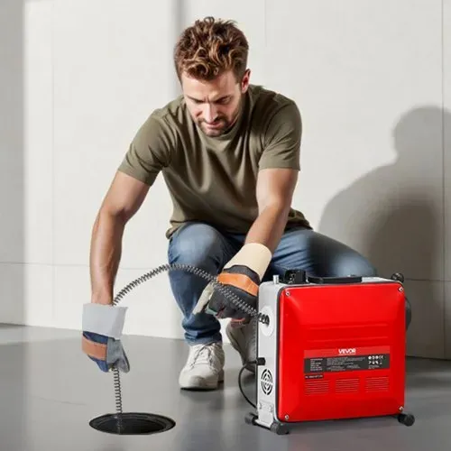 VEVOR Elektrische Rohrreinigungsmaschine, 850W Abflussreiniger, 14,5m x 16mm, 14m x 22mm & 5m x 9,5mm Federkabel, 0,4m x 12mm flexible Feder & 11 Schneidern, für Rohre mit 50–200mm Durchmesser – Bild 7