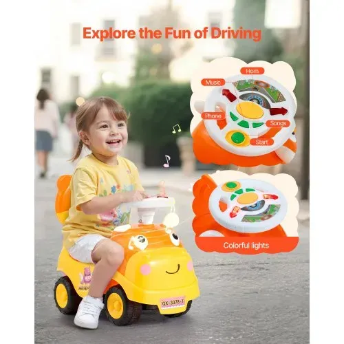 VEVOR Rutschauto, 500x240x415 mm Rutscher für Kleinkinder, Rutschfahrzeug mit Hupe und Musik, 22 kg Tragkraft, Stauraum unter dem Sitz, Lauflernhilfe für Kleinkinder von 19 bis 36 Monaten – Bild 2