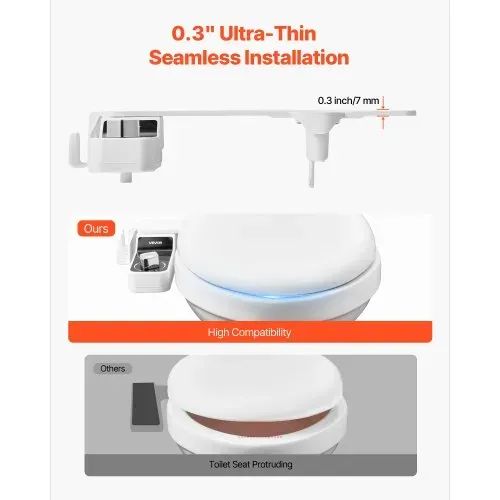 VEVOR Bidet-Toilettenaufsatz 7 mm ultradünner Toilettensitz-Aufsatz mit 2 einziehbaren Düsen (Kaltwasser / Warmwasser) & 2 Drehknöpfen & einstellbarm Wasserdruck für die Gesäß- und Intimwäsche – Bild 2