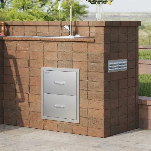VEVOR Outdoor-Küchenschubladen flächenbündig montierte Doppel-Grillschubladen aus Edelstahl mit Griff, Grillinselschubladen für Außenküchen oder Terrassen-Grillstationen 451 x 514 x 310 mm – Bild 7