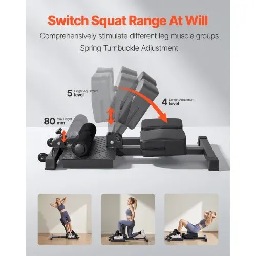 VEVOR Sissy Squat Maschine, multifunktionales Deep Sissy Squat Bench für Beinmuskeltraining, faltbarer Kniebeugentrainer für Rumpf Taille Gesäß, Beintrainingsgerät für Heim-Fitnessstudio – Bild 3