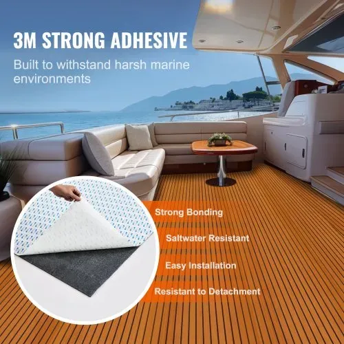 VEVOR Bootsbodenbelag, EVA-Schaum-Bootsdeck 2400 x 1160 x 6 mm, rutschfester selbstklebender Bodenbelag, 27840 cm² großer Marineteppich für Boote, Yachten, Pontons, Kajakdecks – Bild 2