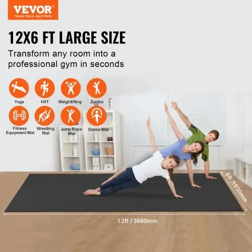 VEVOR Trainingsmatte, rutschfeste, hochdichte Premium-Yogamatte, Trainings-Yogamatte für Männer und Frauen, Fitness- und Trainingsmatte mit Tasche und Tragegurt, für alle Arten von Heim-Yoga, Pilates und Bodentraining (3,6 x 1,8 m) VEVOR Trainingsmatte, rutschfeste, hochdichte Premium-Yogamatte, Trainings-Yogamatte für Männer und Frauen, Fitness- und Trainingsmatte mit Tasche und Tragegurt, für alle Arten von Heim-Yoga, Pilates und Bodentraining (3,6 x 1,8 m)