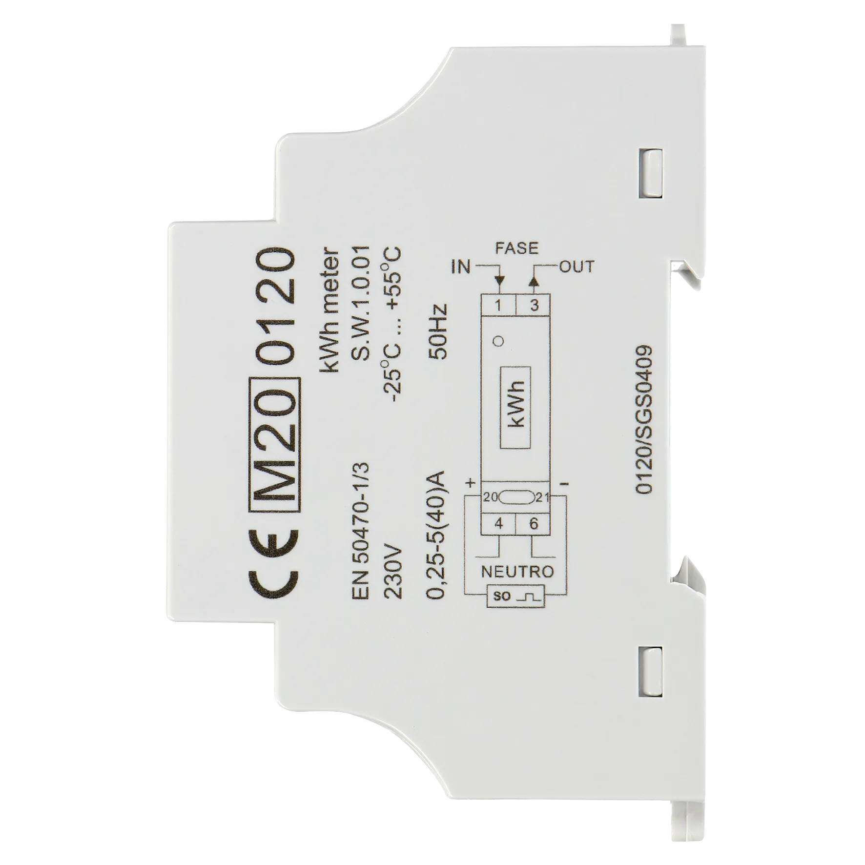 1-phasiger Stromzähler, 40A, MID, Impulsausgang, 1 Modul, DIN TH-35mm – Bild 3