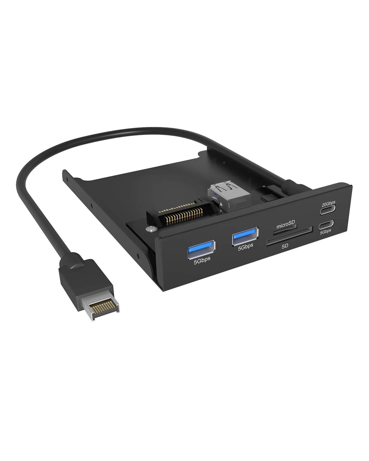 ICY BOX IB-HUB1419-i3, Front panel 3,5″ mit USB Hub und Kartenleser, 2x USB-A 5 Gbit/s, 1x USB-C 5 Gbit/s, 1x USB-C 20 Gbit/s, 1x SD und 1x microSD 3.0 ICY BOX IB-HUB1419-i3, Front panel 3,5″ mit USB Hub und Kartenleser, 2x USB-A 5 Gbit/s, 1x USB-C 5 Gbit/s, 1x USB-C 20 Gbit/s, 1x SD und 1x microSD 3.0