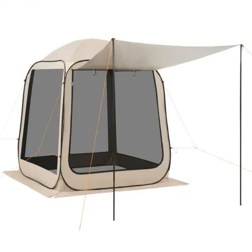VEVOR Campingzelt, 182,88x182,88x219,4 cm, Pop-up-Zelt mit ausziehbarer Markise, tragbares Partyzelt für 4-6 Personen, inkl. Tragetasche & Seitenwänden, für Terrasse & Outdoor-Aktivitäten, Beige – Bild 10