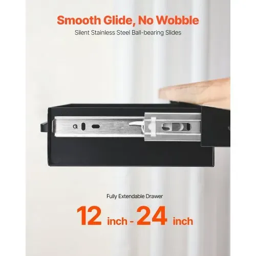 VEVOR Untertisch Schublade 385x230x76 mm, Unterbau Schreibtisch, versteckter Schreibtisch-Aufbewahrungs-Organizer, Bleistiftschublade unter dem Tisch für Sitz-Steh-Arbeitsplätze im Büro und zu Hause – Bild 3