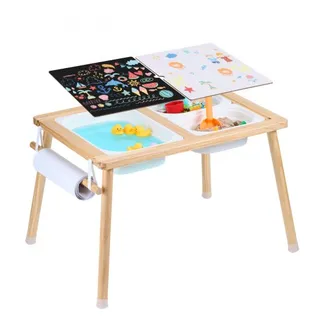 VEVOR Sensorischer Tisch Aktivitätstisch für Kinder mit 3 faltbaren Aufbewahrungsbehältern & Papierrollenhalter, Sand- und Wassertisch sensorischer Zeichentisch aus Holz, Geschenke für Kinder VEVOR Sensorischer Tisch Aktivitätstisch für Kinder mit 3 faltbaren Aufbewahrungsbehältern & Papierrollenhalter, Sand- und Wassertisch sensorischer Zeichentisch aus Holz, Geschenke für Kinder
