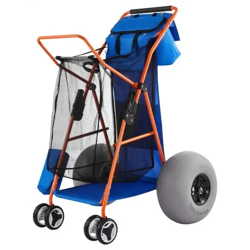 VEVOR Strandwagen mit Ballonreifen (12 Zoll), Faltbarer Strandtrolley mit Isoliertasche & Schirmhalter, Handwagen (75 kg Belastbar) für bis zu 4 Strandstühle, Strandkarre Ideal für Camping und Angeln – Bild 9