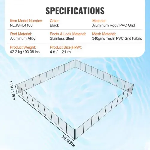 VEVOR Poolzaun 1,21 x 32,91 m, abnehmbarer Kindersicherheitszaun, einfach selbst zu installierender Swimmingpoolzaun, 340 g Teslin PVC-Poolzaunnetz schützt Kinder und Haustiere – Bild 6