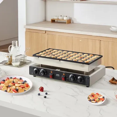 VEVOR Mini-Pfannkuchenmaker kommerzielle Dutch mini Pfannkuchen Maschine, 50 Stk., 43 mm Durchmesser, Dorayaki-Backmaschine, 1700 W, duale Temperatur- und Zeitregelung, in Küchen und Restaurant – Bild 7