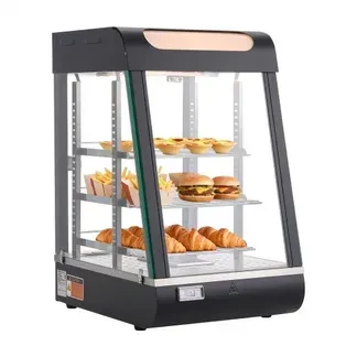 VEVOR 3-stöckige Wärmetheke 57 L, Warmhaltevitrine 800 W, Warmhaltetheke 30–85 °C, Speisenwärmer mit LED-Beleuchtung & Verstellbaren Ablagen, Speisevitrine für Hamburger Pizza Brot Brathähnchen VEVOR 3-stöckige Wärmetheke 57 L, Warmhaltevitrine 800 W, Warmhaltetheke 30–85 °C, Speisenwärmer mit LED-Beleuchtung & Verstellbaren Ablagen, Speisevitrine für Hamburger Pizza Brot Brathähnchen