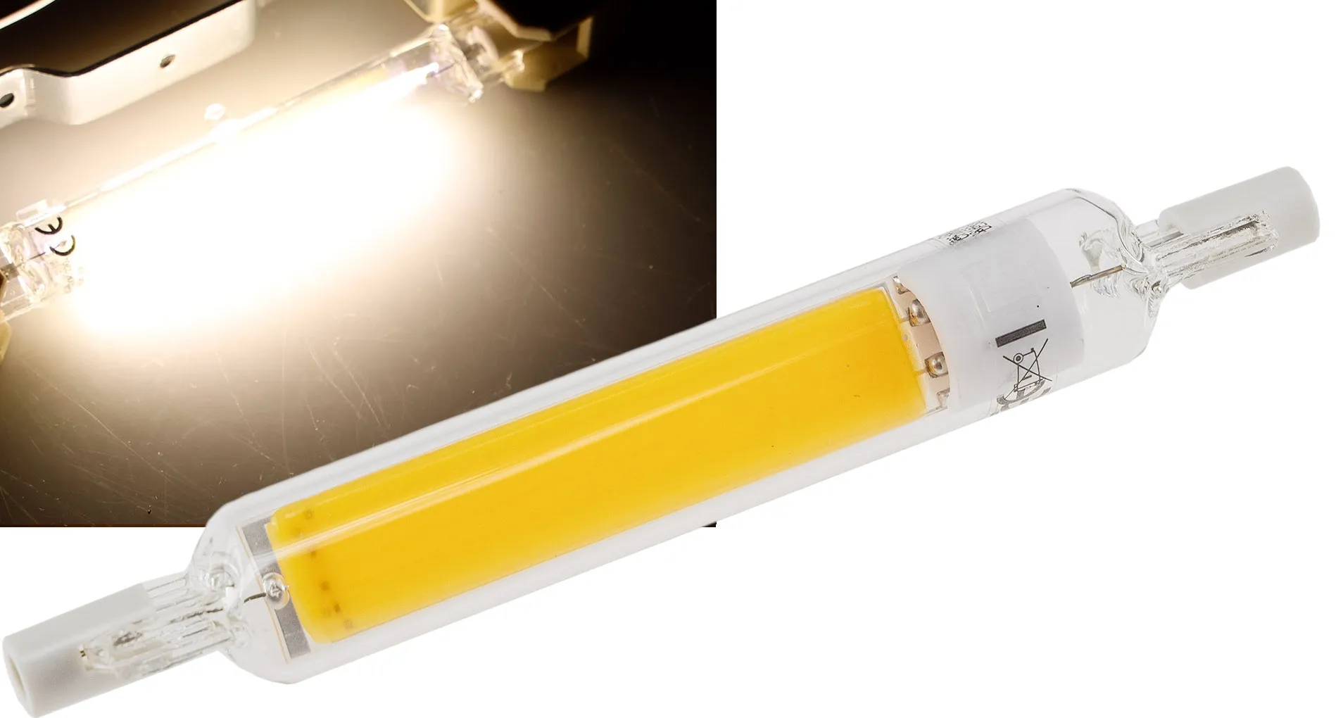 LED Strahler 8W R7s „RS118 COB8“ 360°, 4200k, 950lm, 118mm, neutralweiß LED Strahler 8W R7s „RS118 COB8“ 360°, 4200k, 950lm, 118mm, neutralweiß