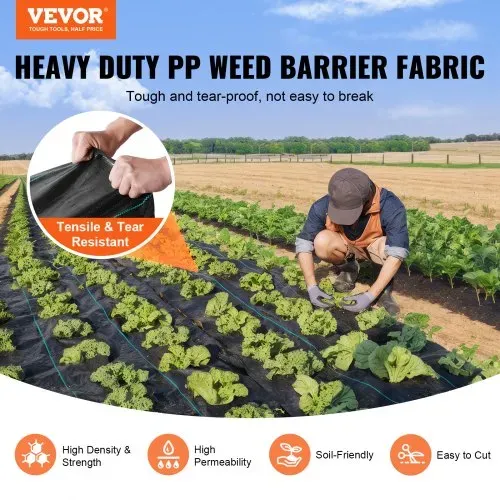 VEVOR Unkrautschutz-Landschaftsstoff, 3,96 x 18,28 m, robuste, gewebte PP-Unkrautbekämpfungsmatte VEVOR Unkrautschutz-Landschaftsstoff, 3,96 x 18,28 m, robuste, gewebte PP-Unkrautbekämpfungsmatte
