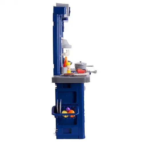 VEVOR Kinderküchen-Spielset, 3-in-1-Kleinkinderküche mit simuliertem Sprühnebel, Geräuschen und Lichtern, Spielküchenset mit 74-teiligem Kochzubehörset für Kleinkinder, Vorschulkinder, Kinder im Alter von 3–8 Jahren, Blau – Bild 9