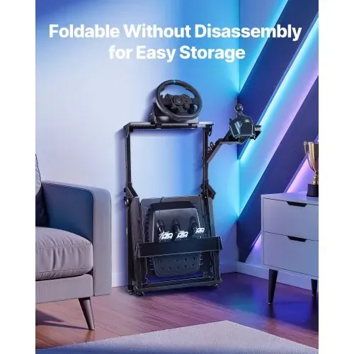 VEVOR Lendradständer, verstellbarer & faltbarer Simulatorständer für Logitech G923 G920 G29 G27, Thrustmaster T300RS TX F458 T500RS T3PA-PRO (F1/GT) Gaming-Cockpit, Pedalsimulator nicht enthalten – Bild 5
