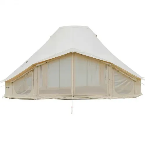 VEVOR Glockenzelt, 4 Jahreszeiten, 6x4x3,1 m, Jurtenzelt mit Ofenrohrdurchführung & Regenhülle, Poly-Baumwoll-Gewebe, bis zu 12 Personen, Ideal für Familien-Camping & Outdoor-Aktivitäten, Beige – Bild 8