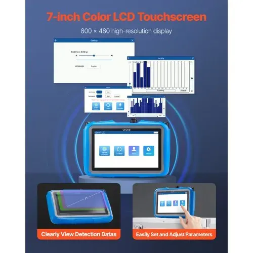 VEVOR Rohr-Wasserleckdetektor, 1 Hz–10000 Hz, 7-Zoll-Touchscreen, Ortungsgerät für Wasserlecks in Rohrleitungen mit horizontalen & vertikalen Sensoren, Kopfhörer, 8 GB SD-Karte & Tragetasche – Bild 2