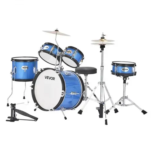 VEVOR Schlagzeug Set, 5-teilig, 35,6 cm Basstrommel, 20,3 cm Snare, 15,2 cm & 20,3 cm Tomtoms, 25,4 cm Standtom, 25,4 cm Crash-Becken, 20,3 cm Hi-Hat mit Ständer, für Kinder von 6–13 Jahren (blau) – Bild 8