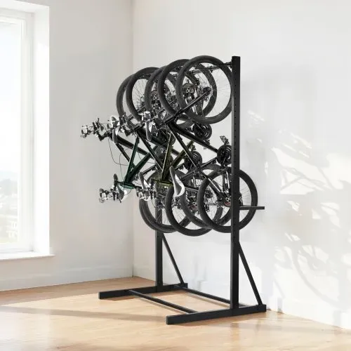 VEVOR Fahrradständer für 5 Fahrräder, Fahrradhalter mit 5 Hochleistungshaken, aus Karbonstahl, 136 kg Tragkraft, vertikaler Fahrradbodenständer für Garage, Wohnzimmer, Innenschuppen – Bild 7