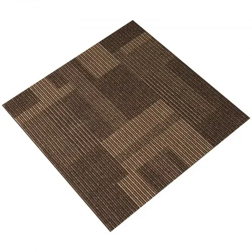 VEVOR Teppichfliesen, 610 x 610 mm, Teppichboden mit angebrachter Polsterung, weich gepolsterte Teppichfliesen, einfache DIY-Installation für Schlafzimmer und Wohnzimmer (24 Stk., gemischtes Braun) – Bild 9