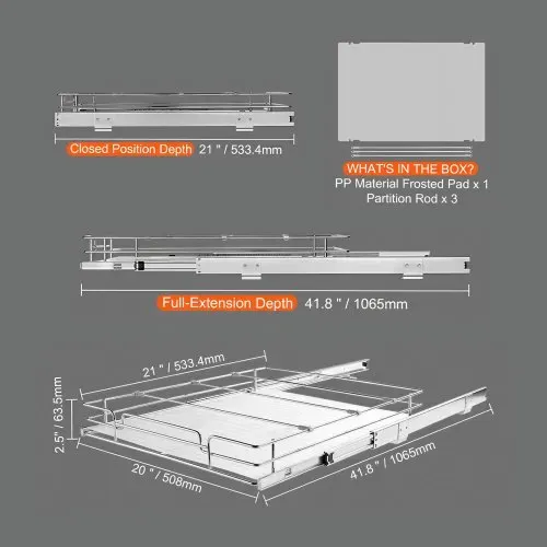 VEVOR ausziehbares Gewürzregal 537x533x85 mm Spülschrankregal Küchenschrank, Schiebeschublade Waschbecken Gewürzregal Schrank Organizer Unterschrankregal 567x563x185 mm (Einbaumaße) – Bild 6