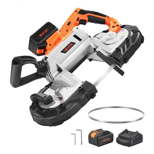 VEVOR 20 V Akku Bandsäge, 127x115mm Schnitttiefe, Metallbandsäge mit bürstenlosem Motor, 4000-mAh-Akku und Ladegerät, 0–120 m/min variable Drehzahl, zum Schneiden von Metall, Holz VEVOR 20 V Akku Bandsäge, 127x115mm Schnitttiefe, Metallbandsäge mit bürstenlosem Motor, 4000-mAh-Akku und Ladegerät, 0–120 m/min variable Drehzahl, zum Schneiden von Metall, Holz