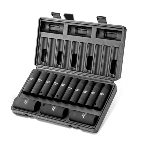 VEVOR Profi Steckschlüsselsatz CR-V-legierter Stahl 13-tlg Steckschlüssel Satz 10-24 mm Tiefe Stecknüsse Schlagschrauber, HRC 42-48 Steckschlüssel inkl Werkzeugkoffer, Metrisch Schraubenausdreher – Bild 10