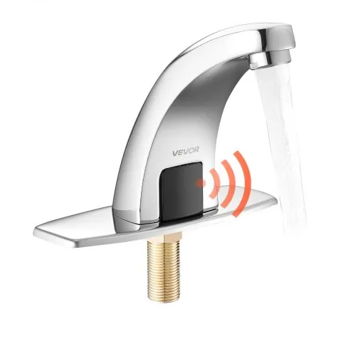 VEVOR berührungsloser Waschtischhahn (verchromtes Silber) Badezimmer, automatische Waschtischarmatur (Nur kaltes Wasser), batteriebetriebener Wasserhahn Toilettenhahn mit Lochabdeckung G233 VEVOR berührungsloser Waschtischhahn (verchromtes Silber) Badezimmer, automatische Waschtischarmatur (Nur kaltes Wasser), batteriebetriebener Wasserhahn Toilettenhahn mit Lochabdeckung G233