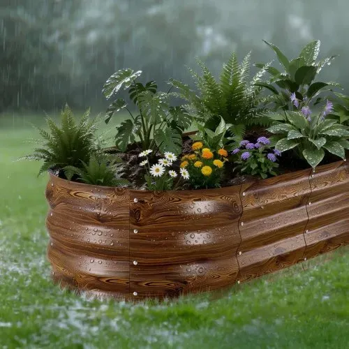 VEVOR Hochbeet Metall 2er-Pack 120x60x30 cm, Ovales Gartenbeet, Pflanzkasten-Set für den Außenbereich, Gemüsebeet mit Handschuhen, Blumenbeet Bodenlos, Pflanzbeet für Blumen & Gemüse – Bild 7