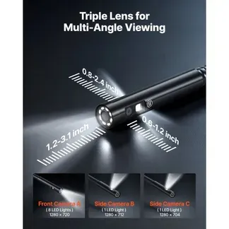 VEVOR Triple Lens Endoskopkamera mit Licht, Inspektionskamera mit 5 Zoll Bildschirm 1,5 m Kabel & 5000mAh Akku, 8 mm Kanalkamera mit 8X Zoom & IP67, Boroskopkamera mit Handgriff für Auto Rohre Abfluss VEVOR Triple Lens Endoskopkamera mit Licht, Inspektionskamera mit 5 Zoll Bildschirm 1,5 m Kabel & 5000mAh Akku, 8 mm Kanalkamera mit 8X Zoom & IP67, Boroskopkamera mit Handgriff für Auto Rohre Abfluss