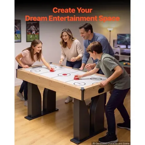 VEVOR Airhockey-Tisch 1525 mm Spieltisch mit Elektronischem Punktesystem für Spielzimmer, Keller und Freizeitbereiche, Gleichmäßiger Luftstrom mit MDF-Platten, Verstellbaren Füßen und Eckenschutz – Bild 5